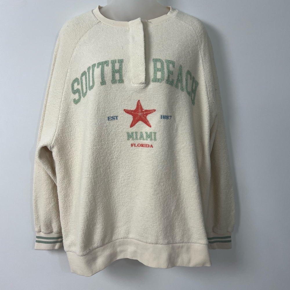 33 Coastal South Beach Miami Graphic Pullover Sweatshirt S/M